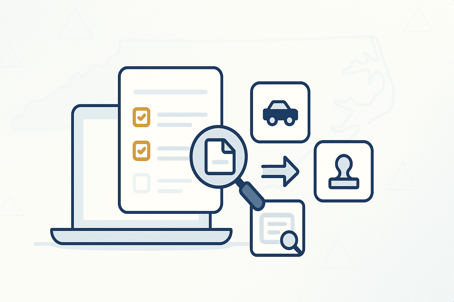 Service confirmation with checklist for North Carolina DMV paperwork